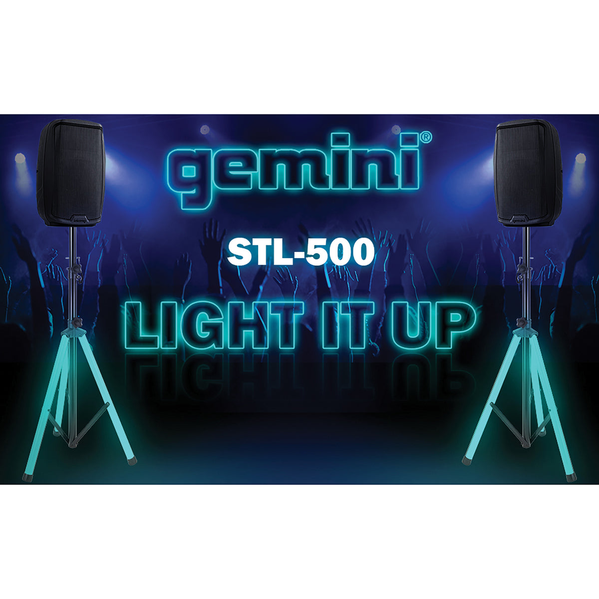 Gemini Professional Adjustable Pa LED Speaker Stand - 9