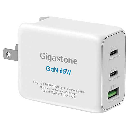 Gigastone 65-Watt Pd 3.0 3-Port GaN Fast Charging USB Adapter