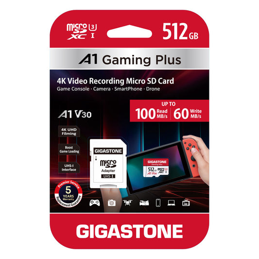 Gigastone Gaming Plus A1V30 microSD Card (512 Gb)