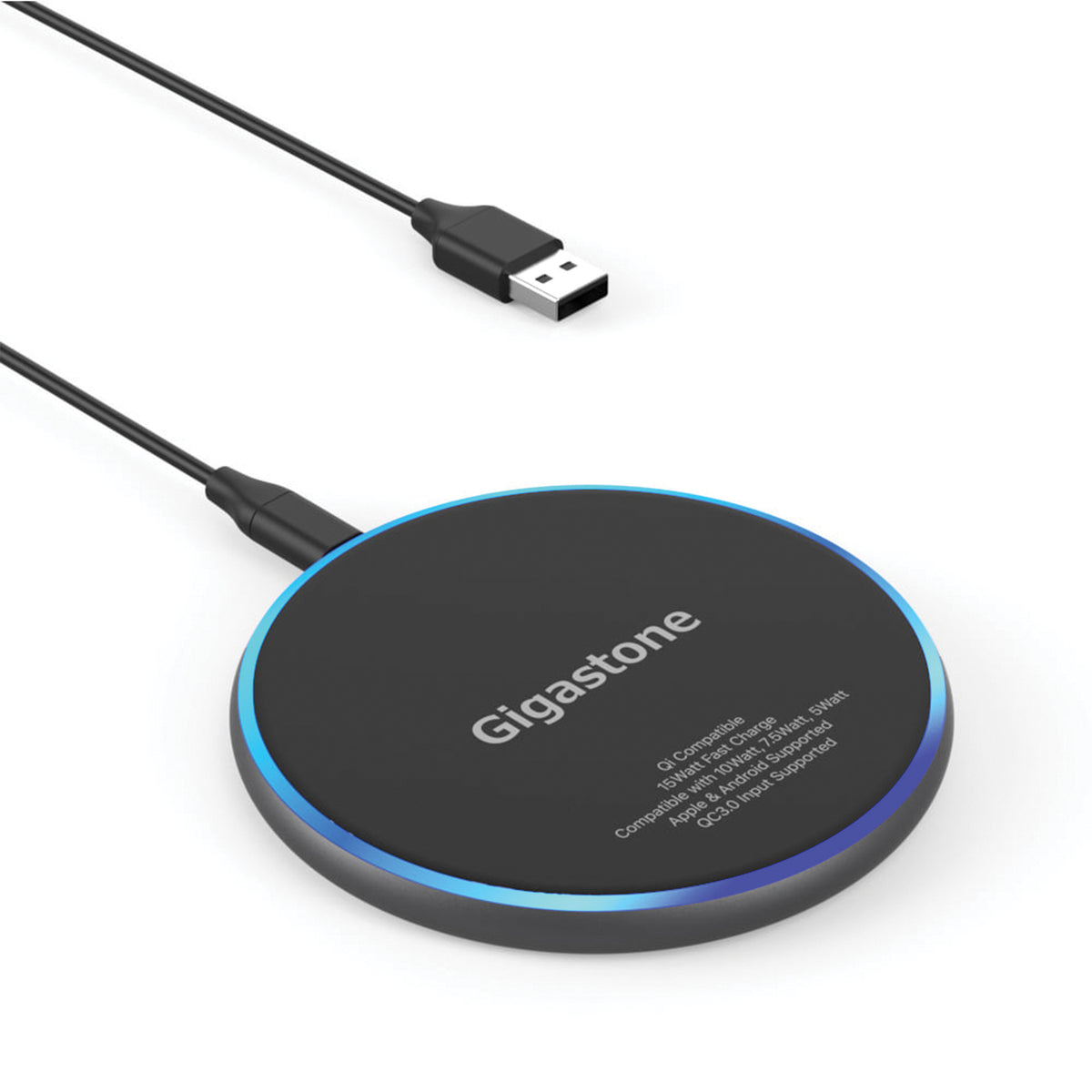 Gigastone Qi Certified Fast Wireless Charging Pad — Black - 3