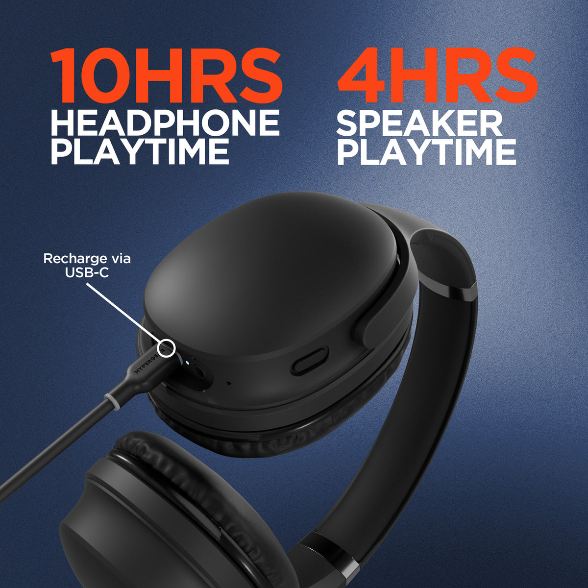 HyperGear Flip 2-in-1 Bluetooth Folding Over-Ear Headphones - 3
