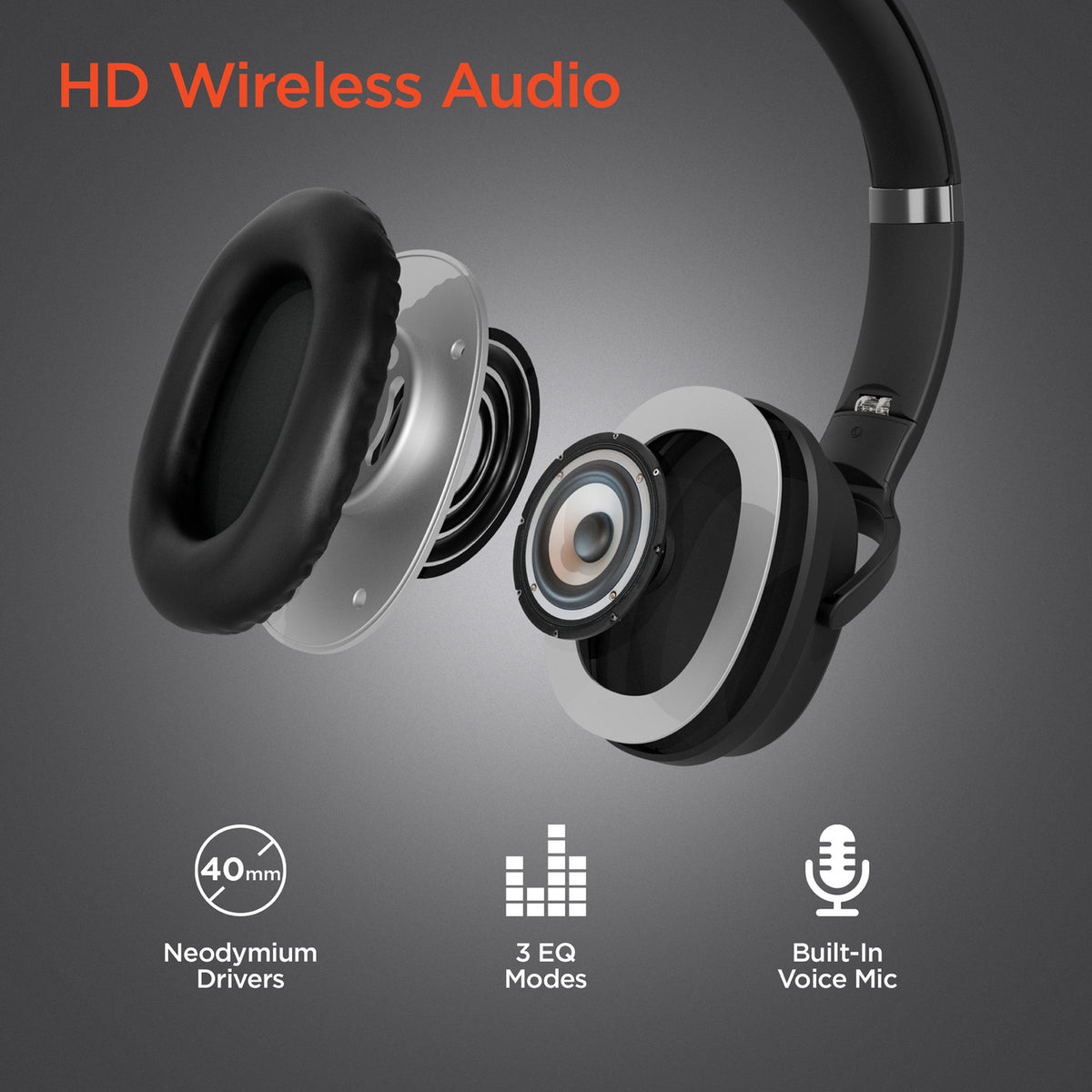 HyperGear Flip 2-in-1 Bluetooth Folding Over-Ear Headphones - 6