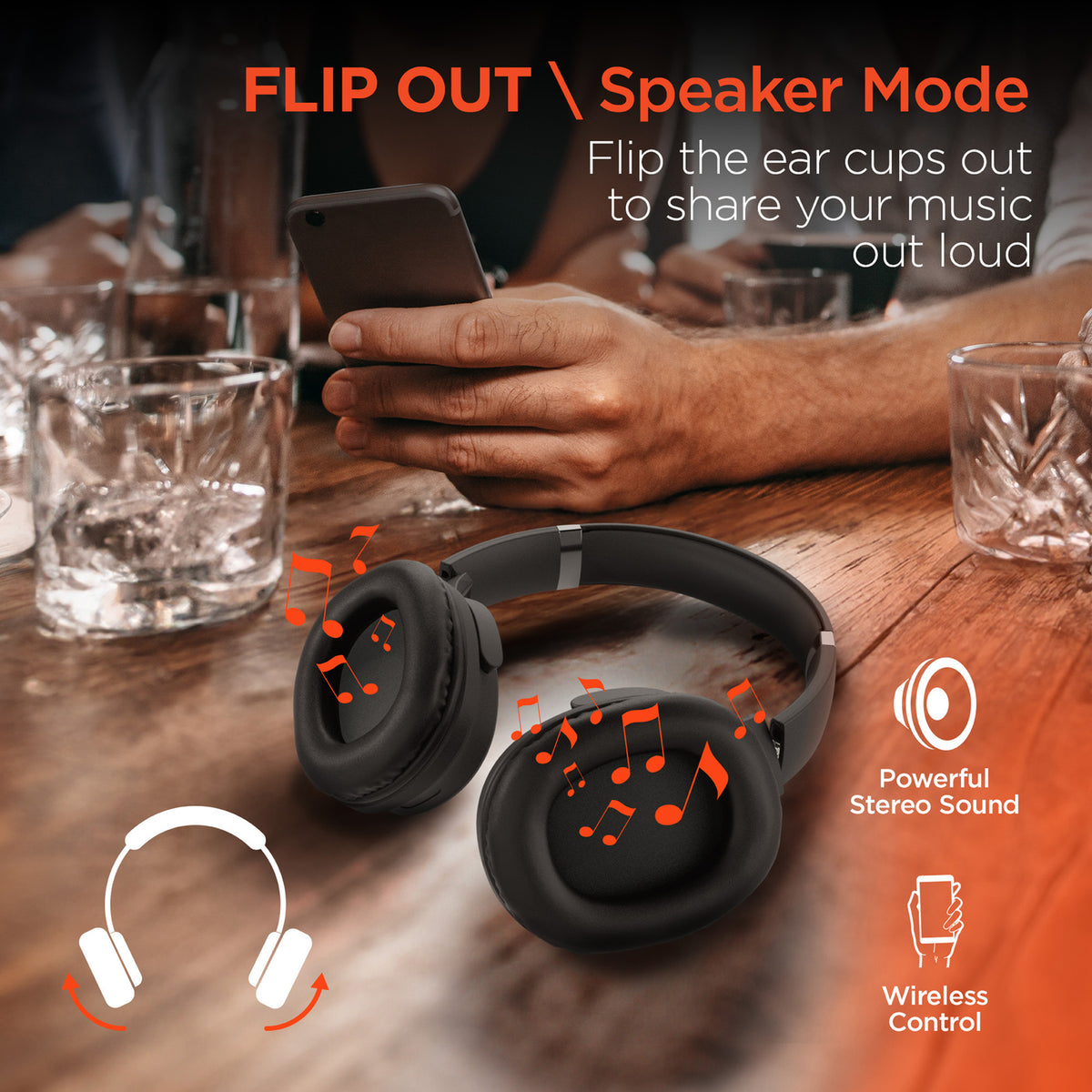 HyperGear Flip 2-in-1 Bluetooth Folding Over-Ear Headphones - 7