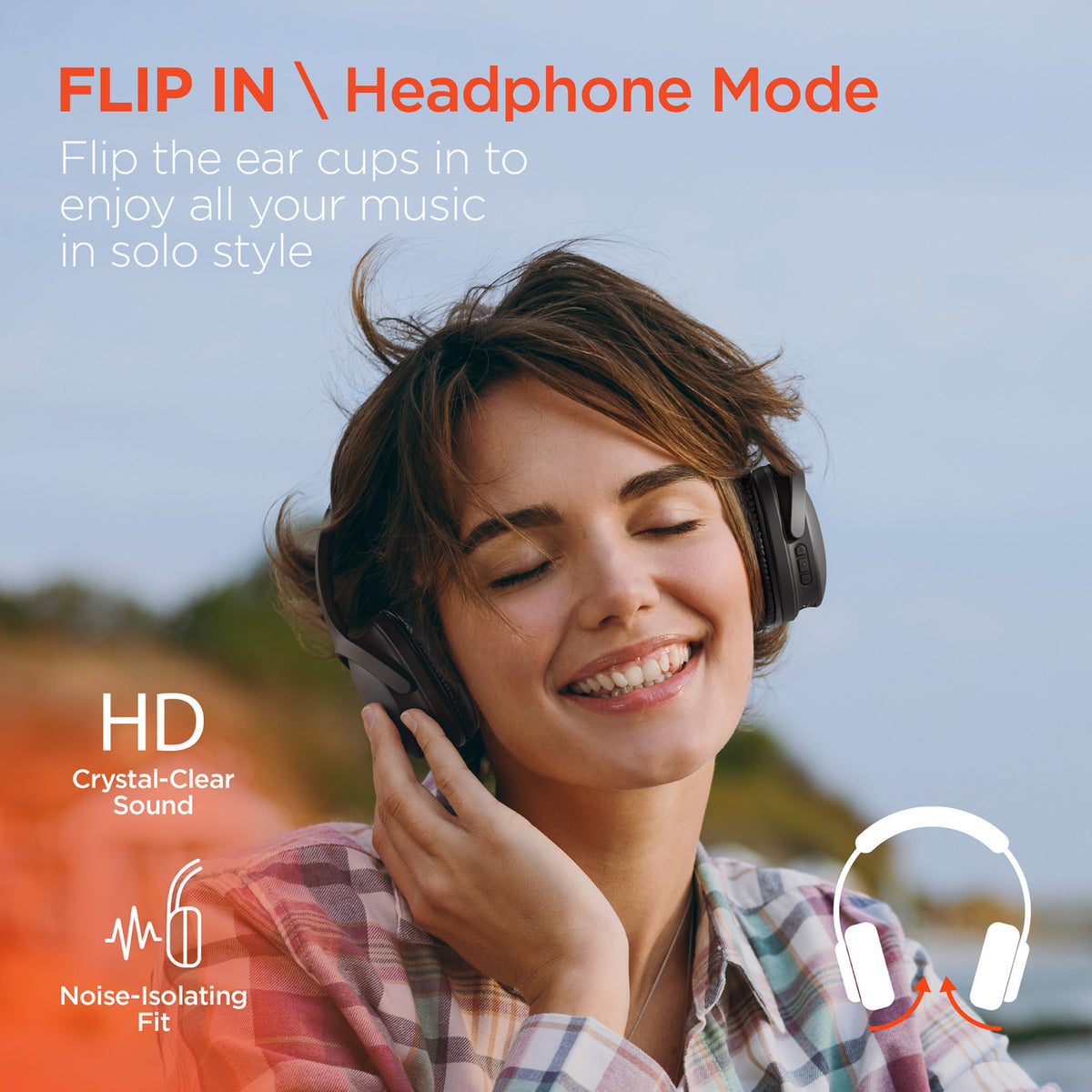 HyperGear Flip 2-in-1 Bluetooth Folding Over-Ear Headphones - 8