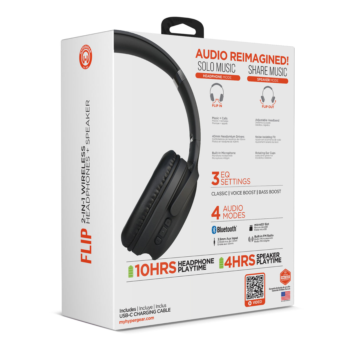 HyperGear Flip 2-in-1 Bluetooth Folding Over-Ear Headphones - 11