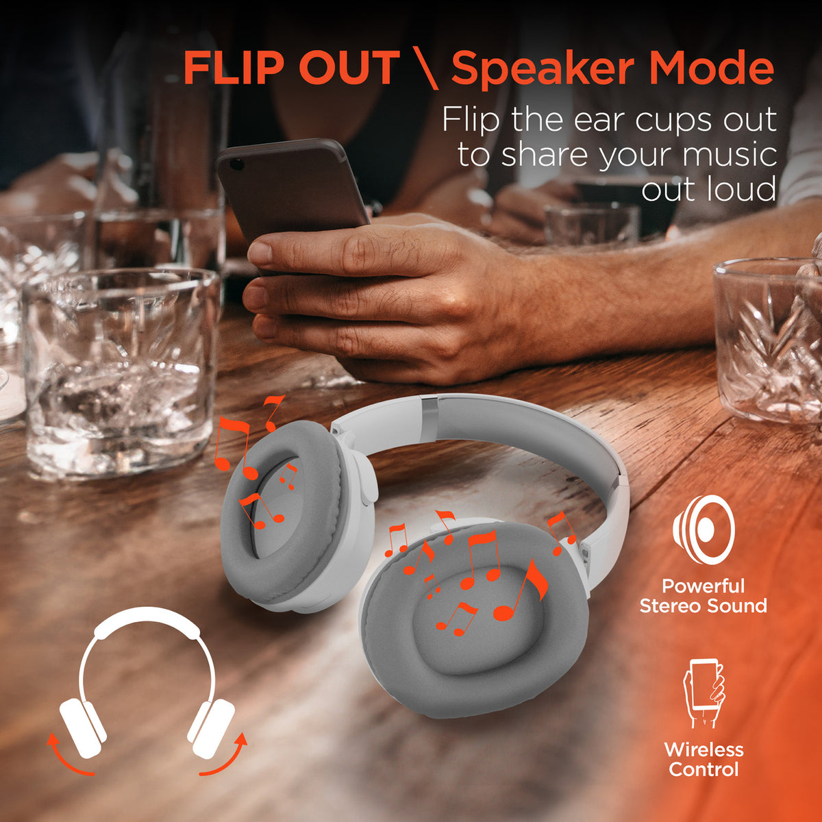 HyperGear Flip 2-in-1 Bluetooth Folding Over-Ear Headphones - 4