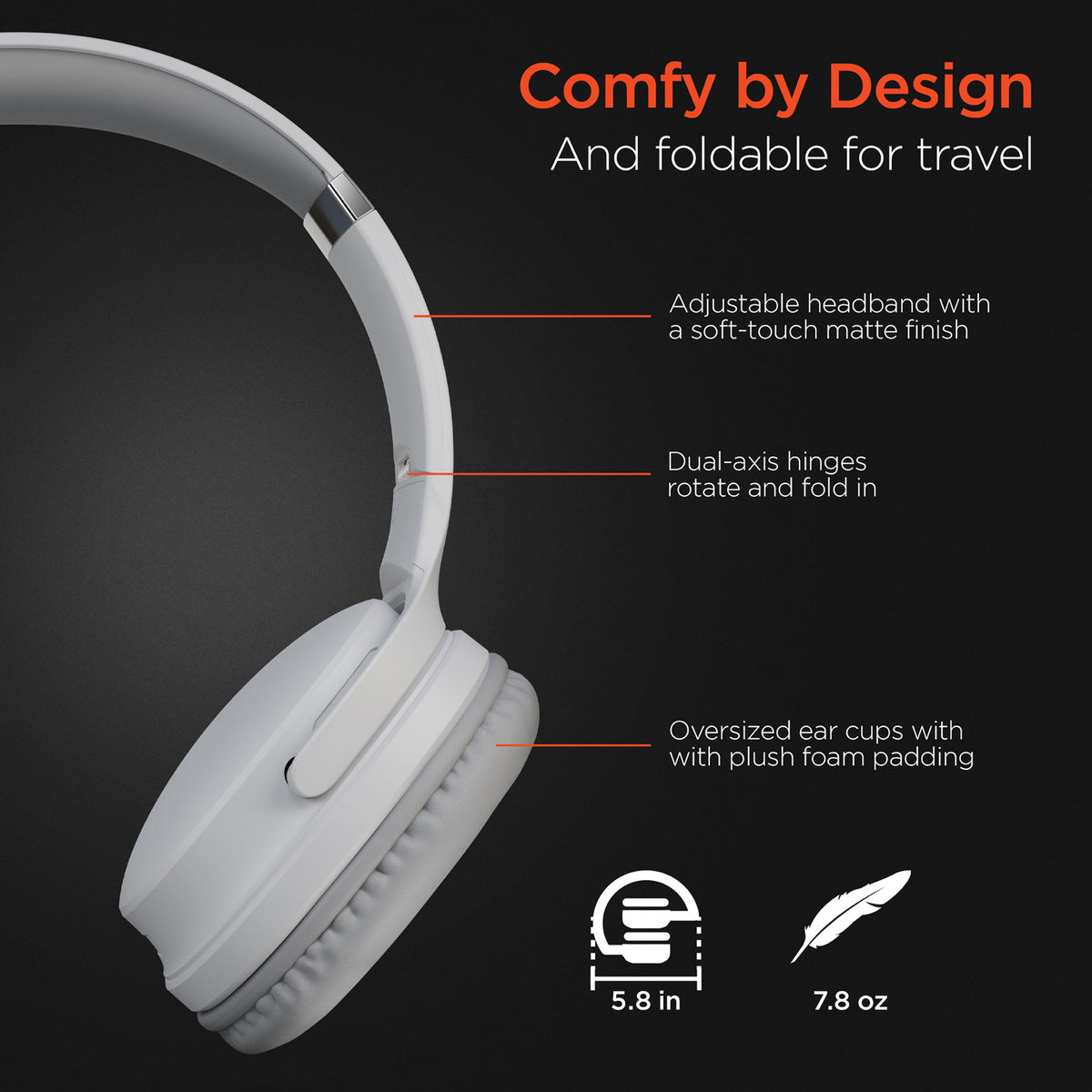 HyperGear Flip 2-in-1 Bluetooth Folding Over-Ear Headphones - 7