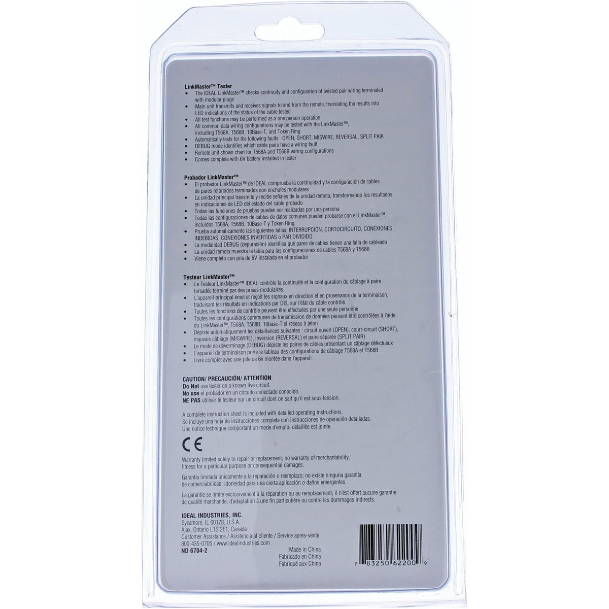 Ideal LinkMaster RJ45 CAT5E/6 Ethernet Wiremapper Tester - 4