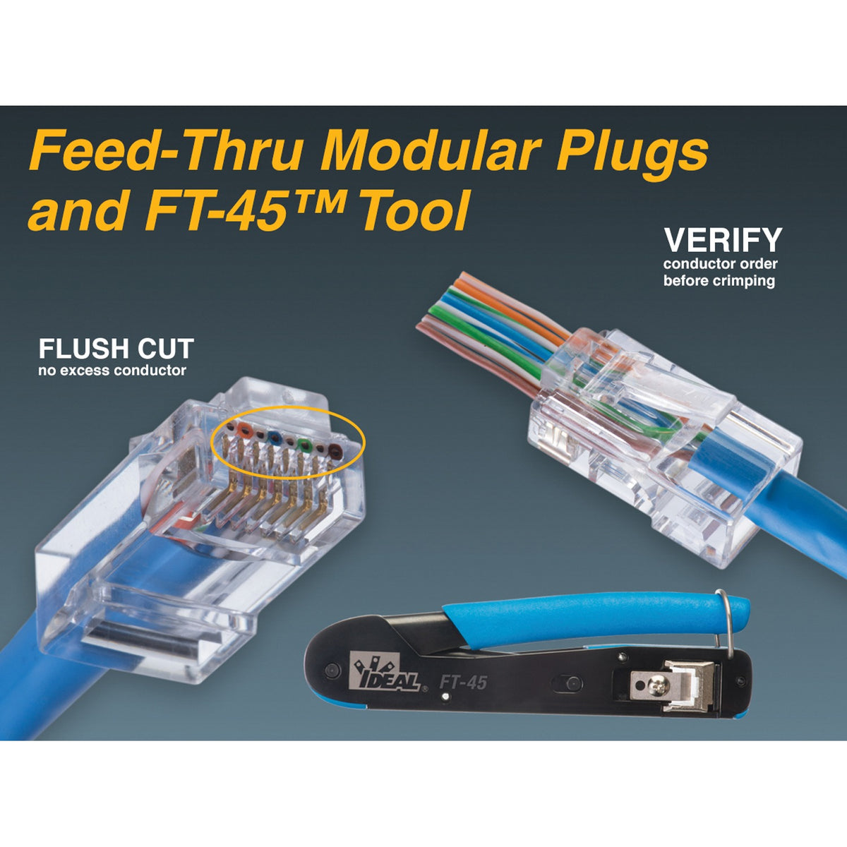 Ideal Feed-Thru RJ45 Mod Plugs (100 Pack) - 14