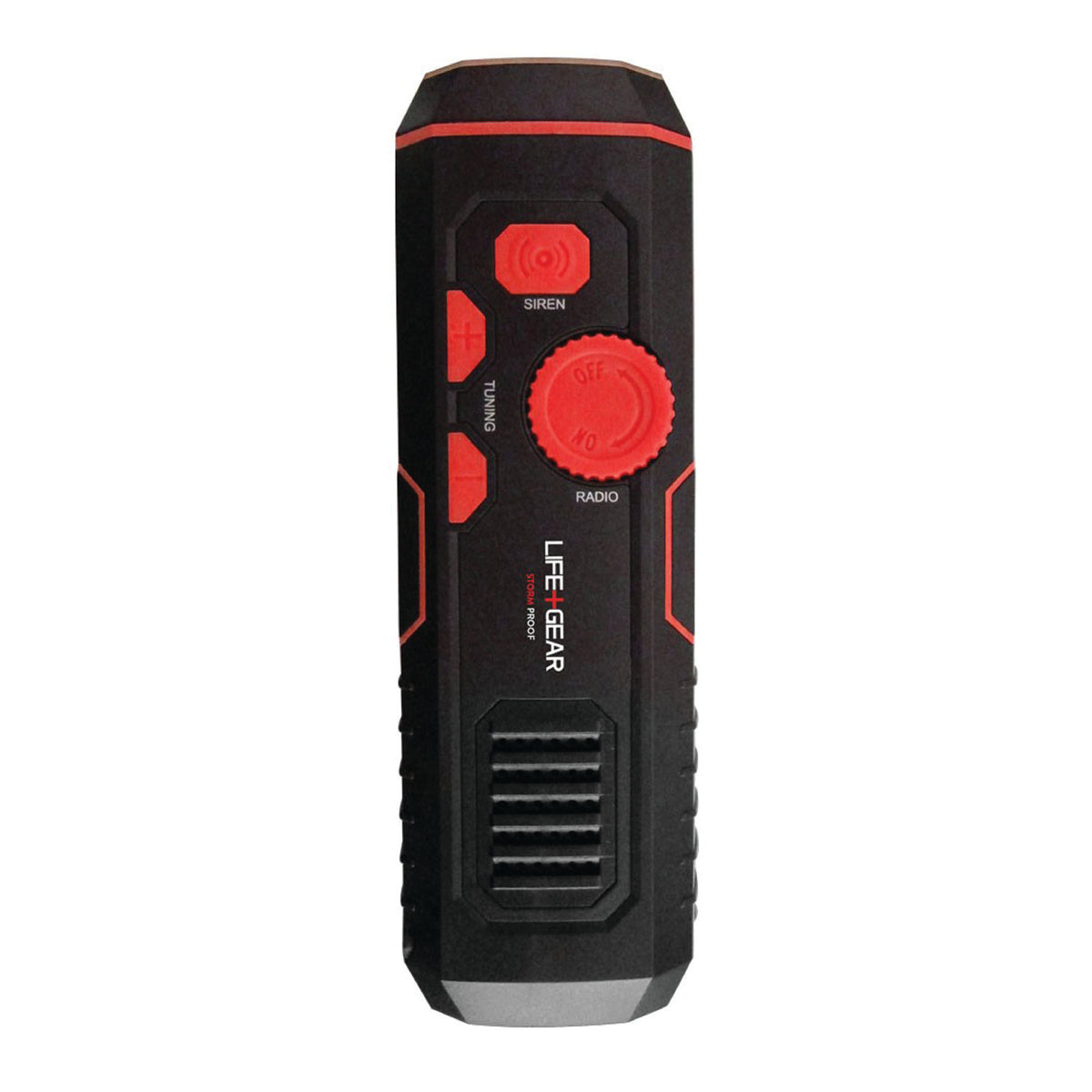 LifeGear 100-Lumen Stormproof USB Crank Flashlight and Radio — Red - 3