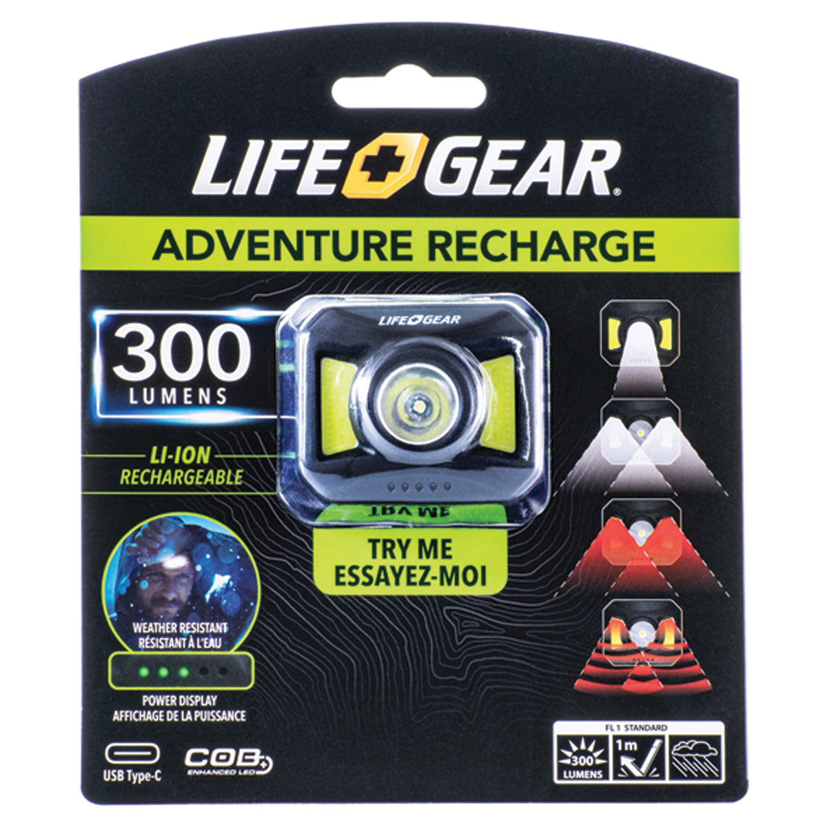 LifeGear Adventure 300-Lumen Rechargeable Headlamp - 5
