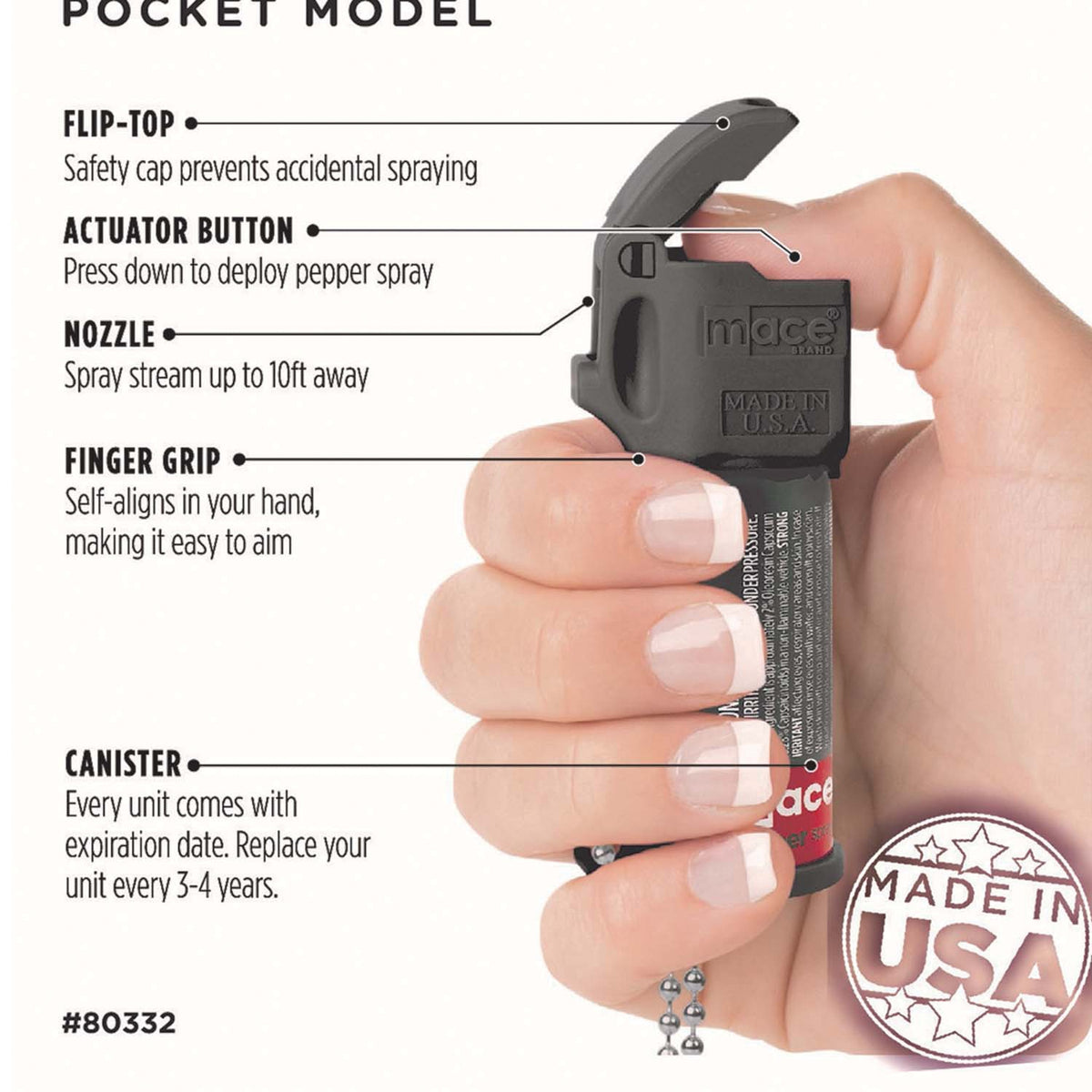 Mace Brand Pocket Flip-Top Pepper Spray (Black) - 4