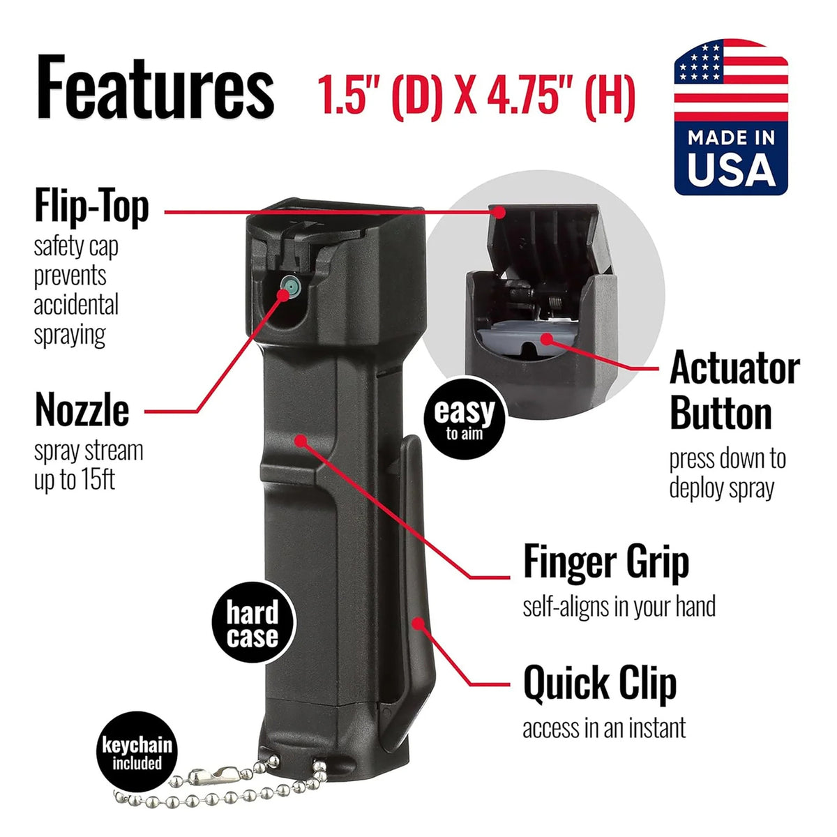 Mace Brand 3-in-1 Flip-Top Police Model Pepper Spray - 9