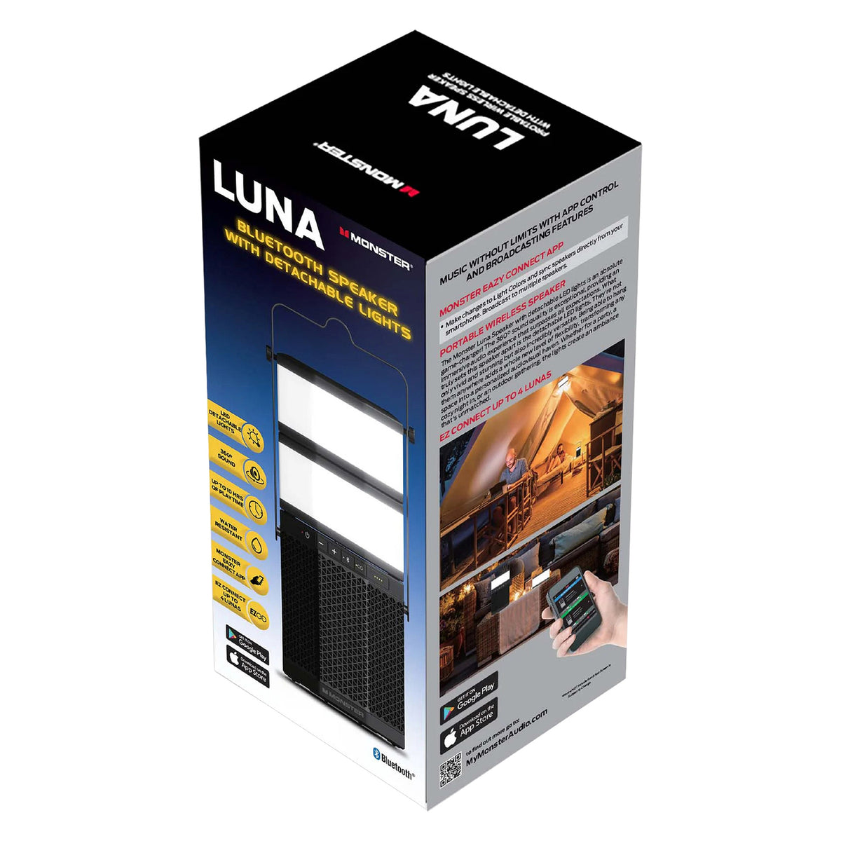 Monster 20-Watt Luna Portable Rechargeable Bluetooth Speaker - 5