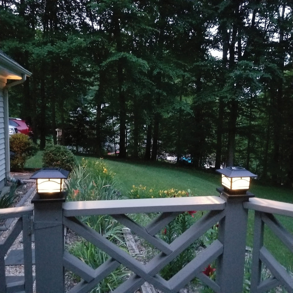 Maxsa Innovations Mission-Style Solar Post Cap and Deck Railing Lights - 2