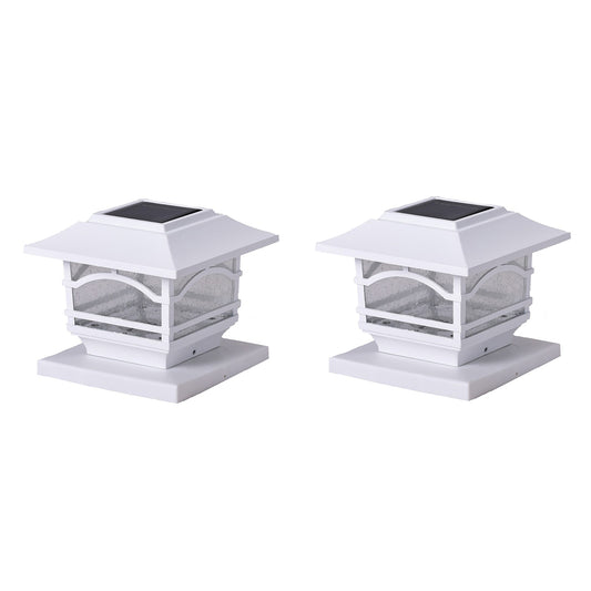 Maxsa Innovations Mission-Style Solar Post Cap and Deck Railing Lights — White