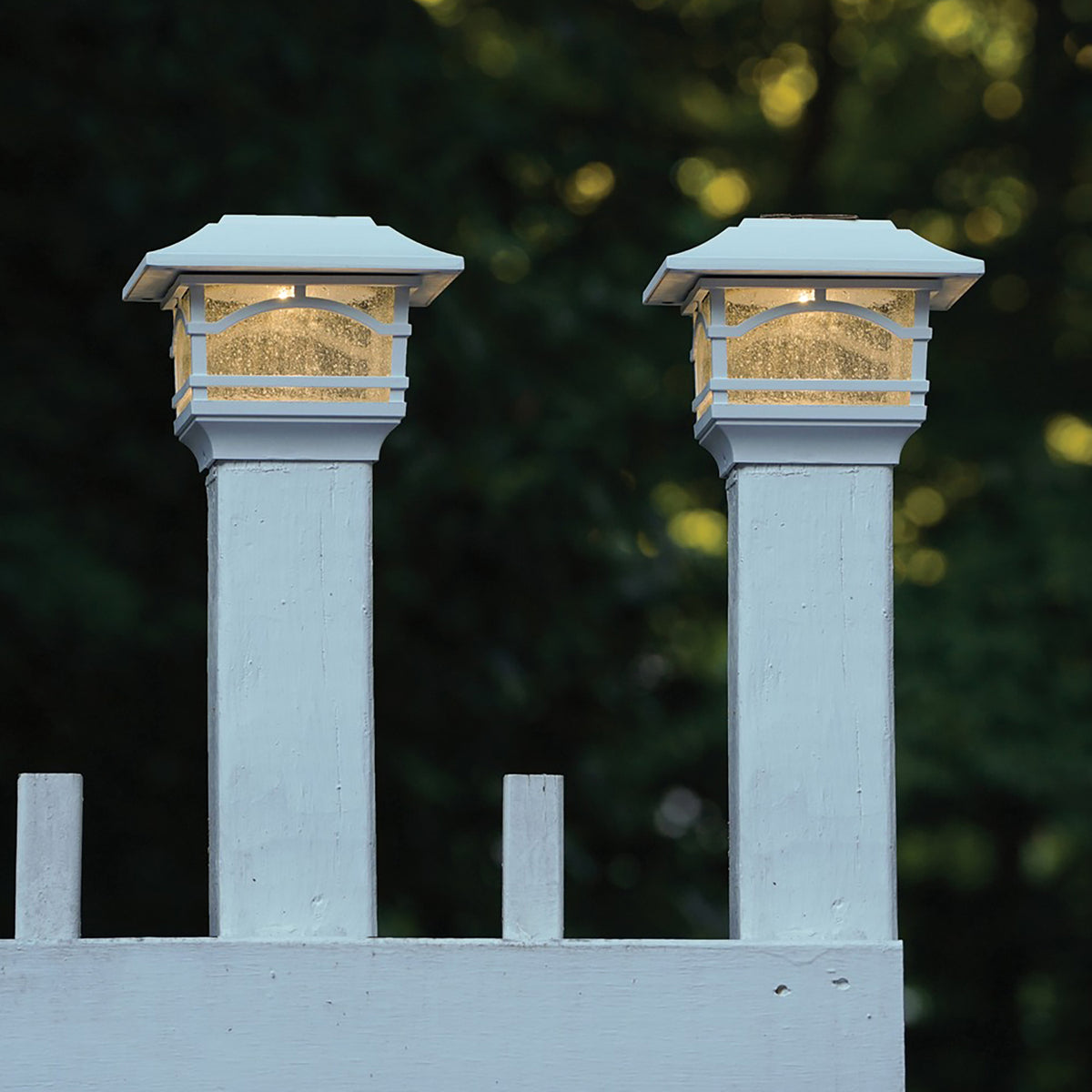 Maxsa Innovations Mission-Style Solar Post Cap and Deck Railing Lights — White - 2