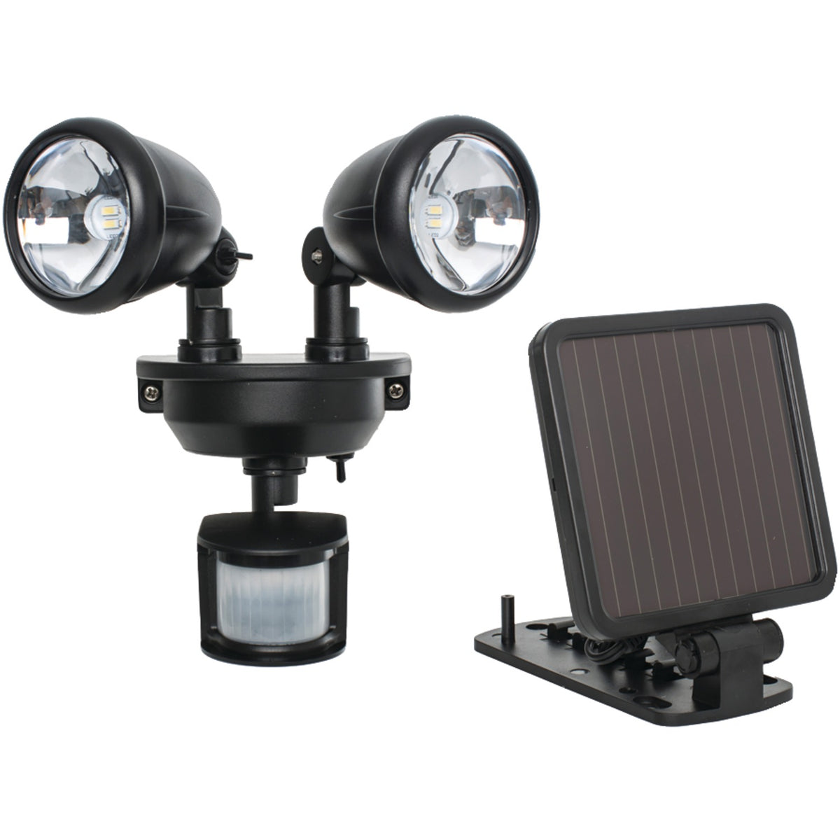 Maxsa Innovations Solar-Powered Dual-Head LED Security Spotlight — Black