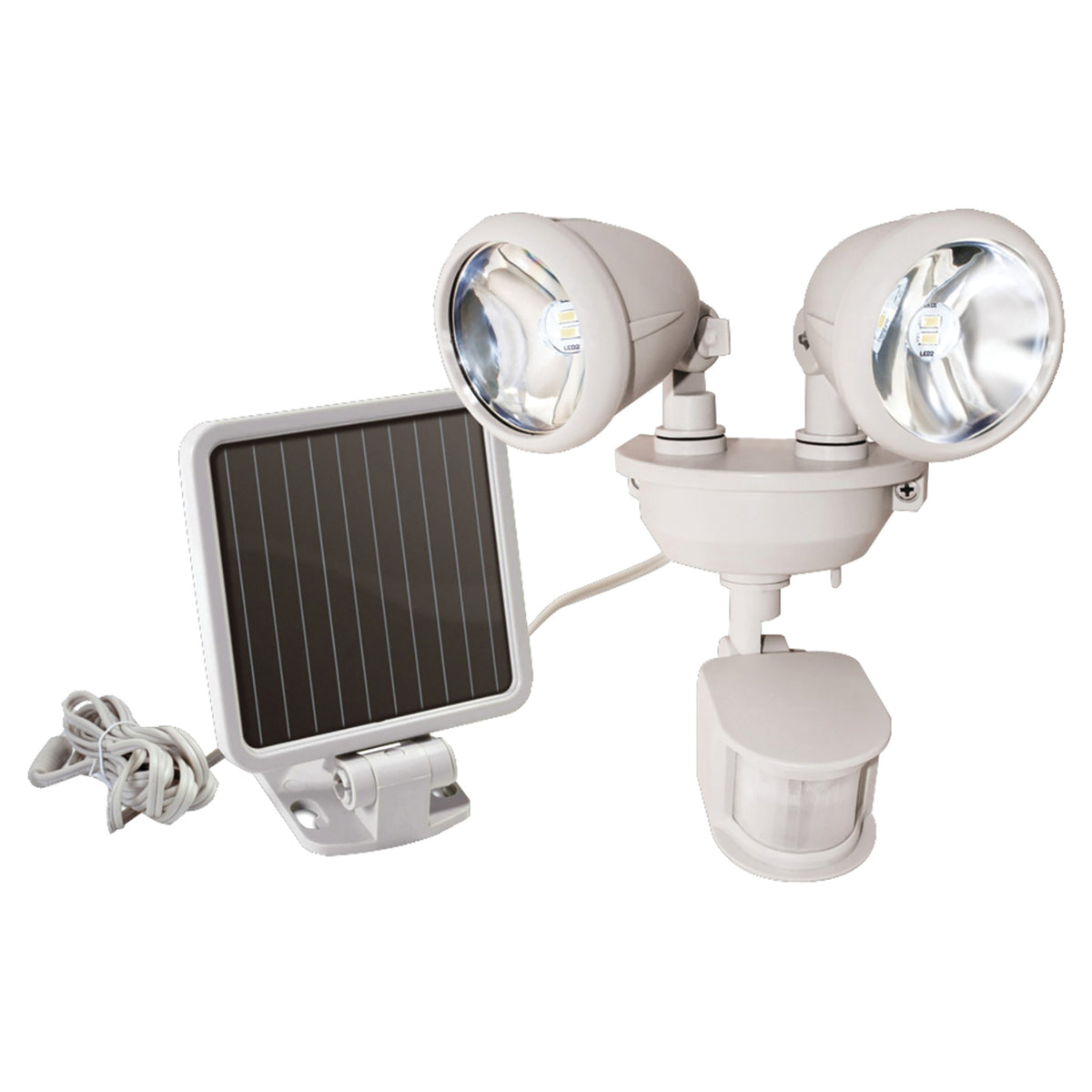 Maxsa Innovations Dual-Head Solar Spotlight, Off White - 2