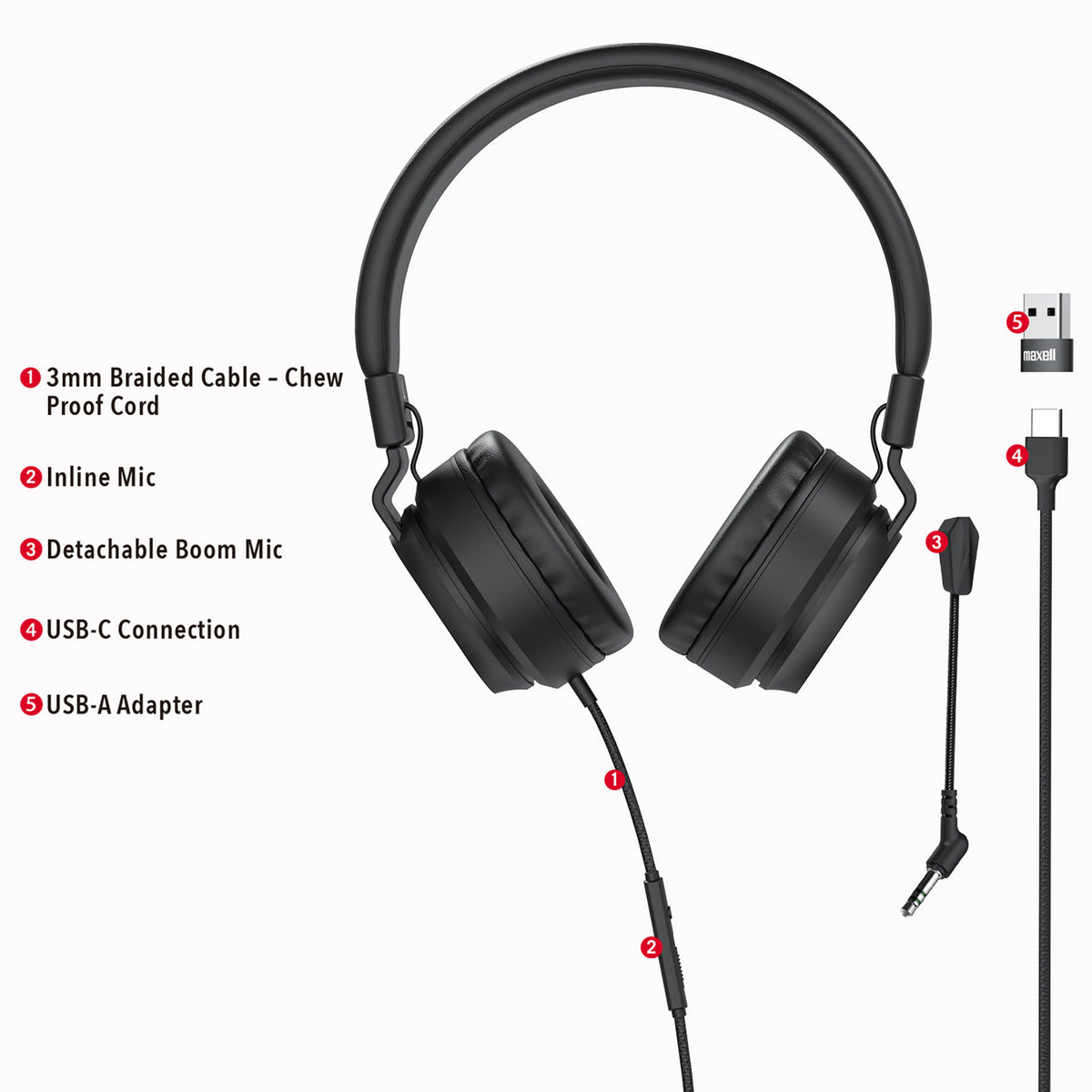 Maxell Wired Folding Over-Ear Headphones - 5