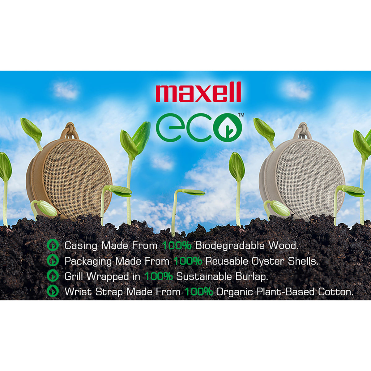 Maxell 3-Watt Eco Portable Bluetooth Rechargeable Speaker - 5