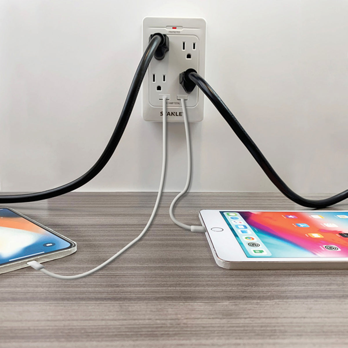 Stanley 4-AC Outlet and 2-USB Port 1,080-Joules SurgeQuad Surge Protector - 2
