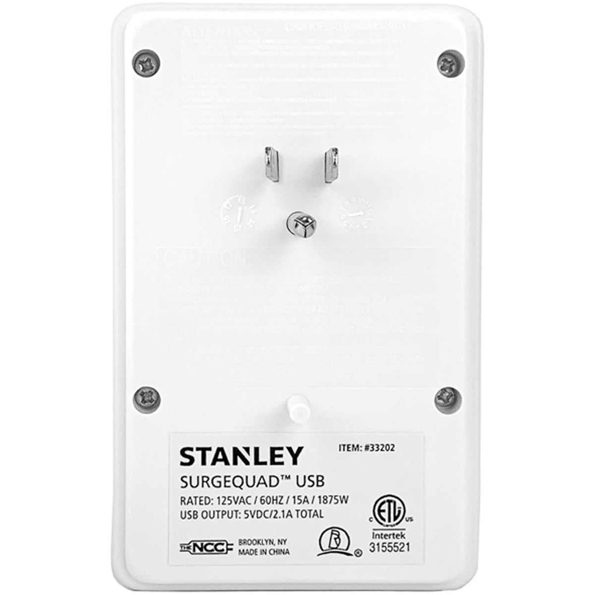 Stanley 4-AC Outlet and 2-USB Port 1,080-Joules SurgeQuad Surge Protector - 3