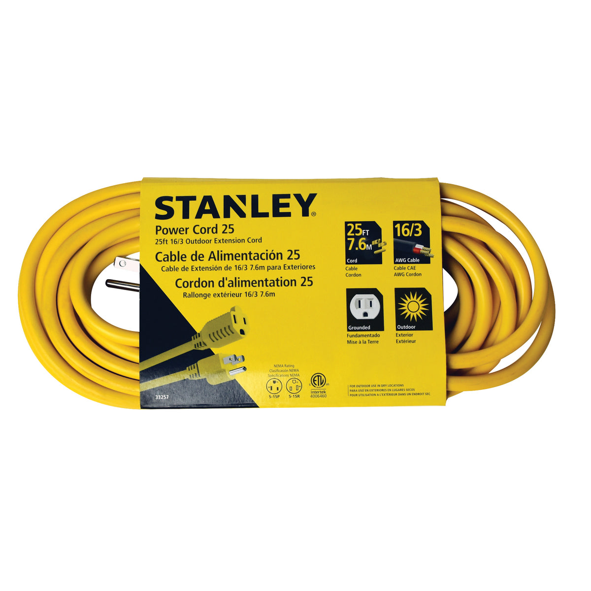 Stanley Outdoor Grounded Power Extension Cord - 2