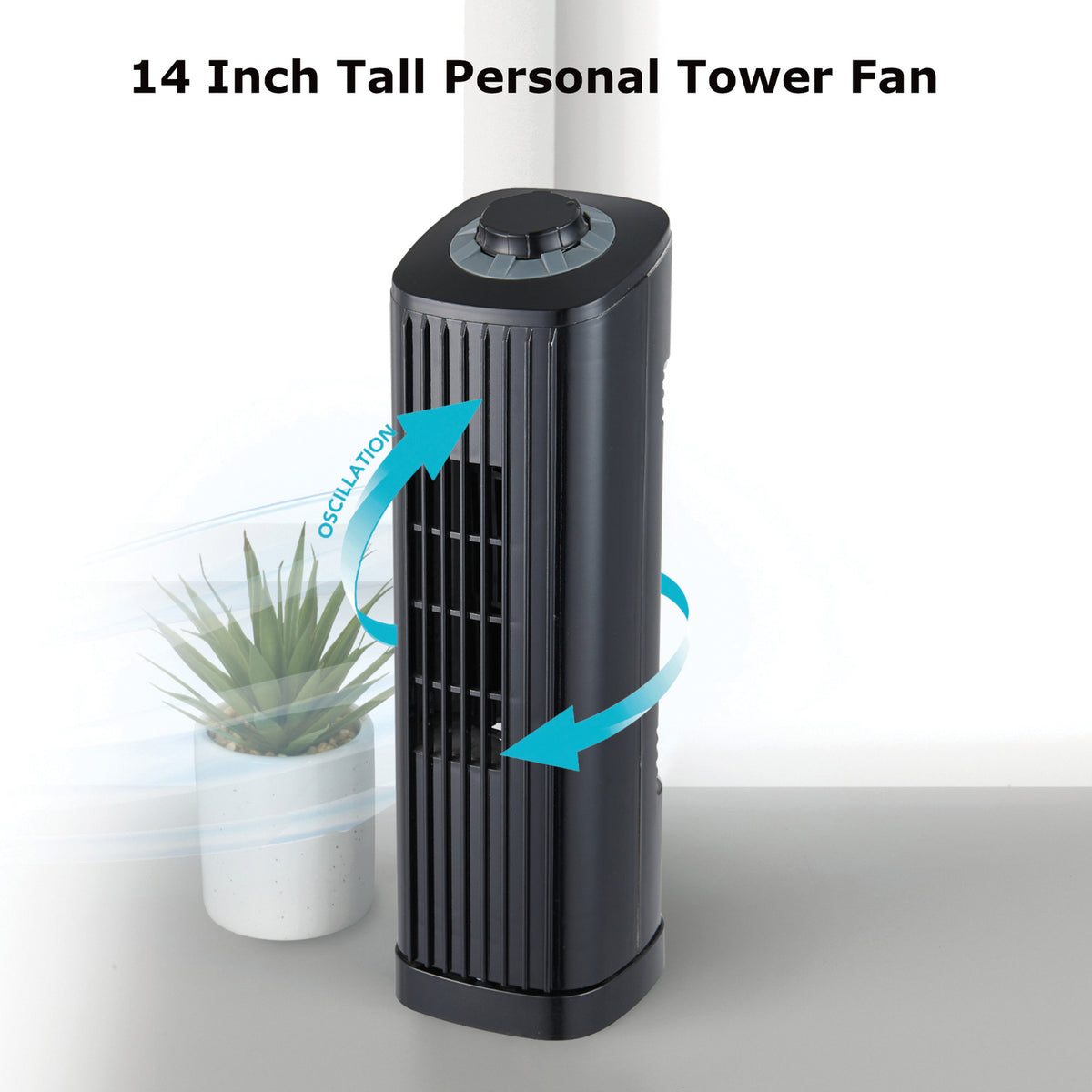 Optimus 14-In. Portable Oscillating Ultra-Slim Desktop Mini Tower Fan - 5