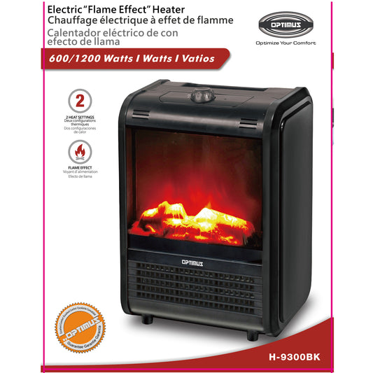 Optimus 1,200-Watt-Max Mini Electric Flame-Effect Fireplace Heater