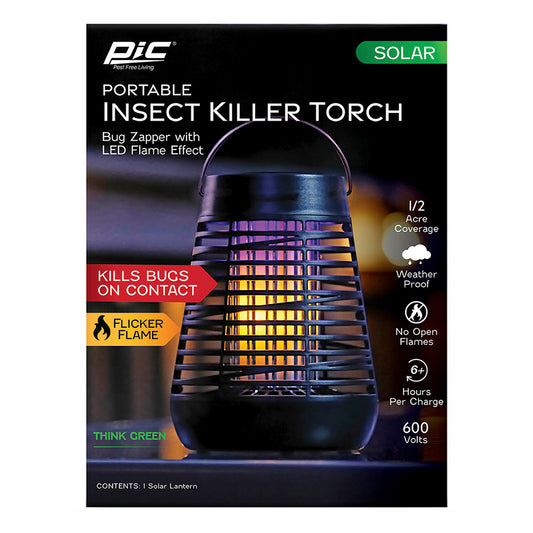 PIC Flickering Flame Solar Portable Bug Zapper Insect Killer Torch Lantern