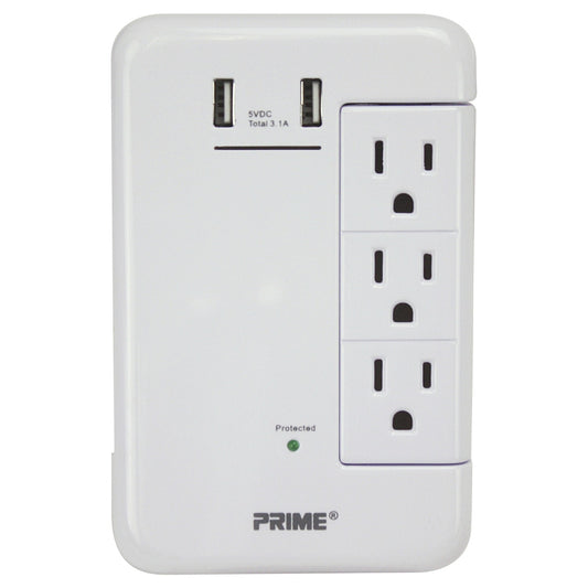 Prime 6-AC Swiveling Outlet and 2-USB Port 1,200-Joules Surge Protector