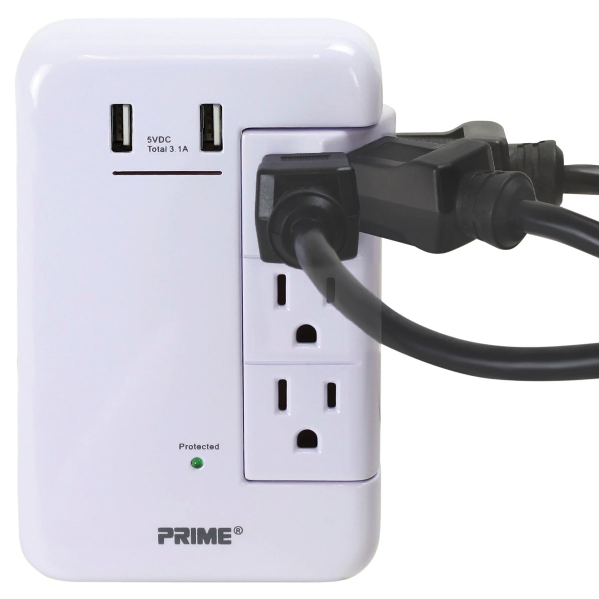 Prime 6-AC Swiveling Outlet and 2-USB Port 1,200-Joules Surge Protector - 2