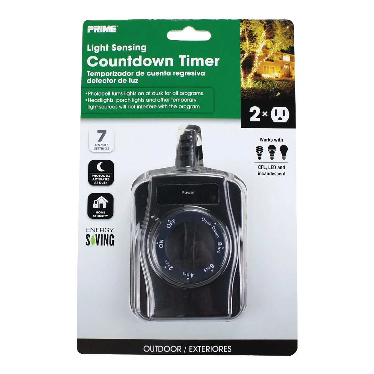 Prime 2-Outlet Grounded Outdoor Countdown Timer - 2
