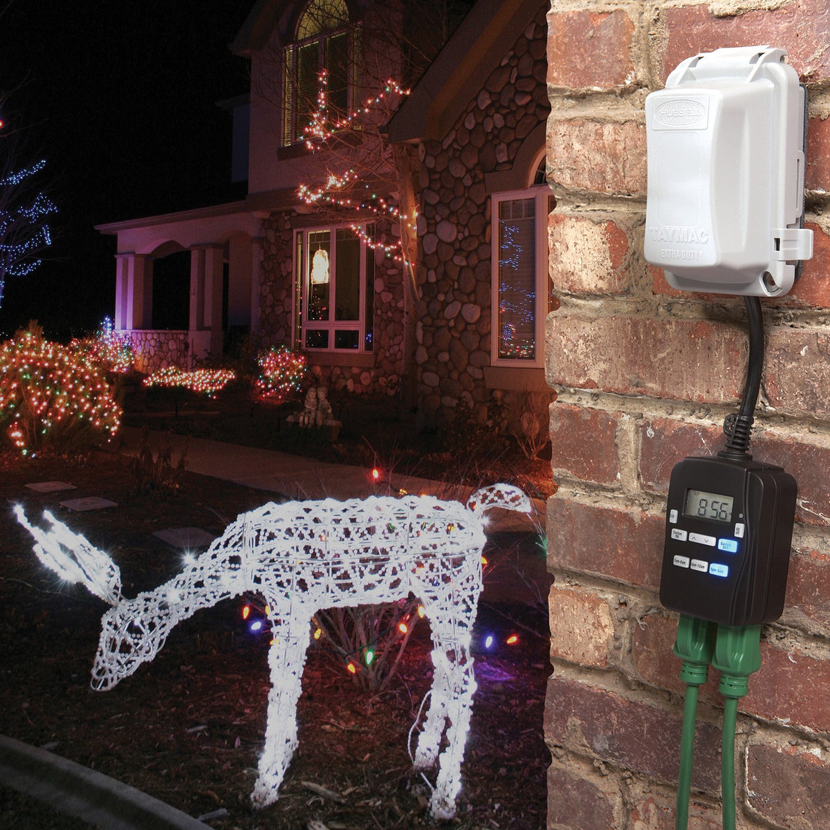 Prime 2-Outlet 24-Hour Digital Outdoor Timer — Black - 2