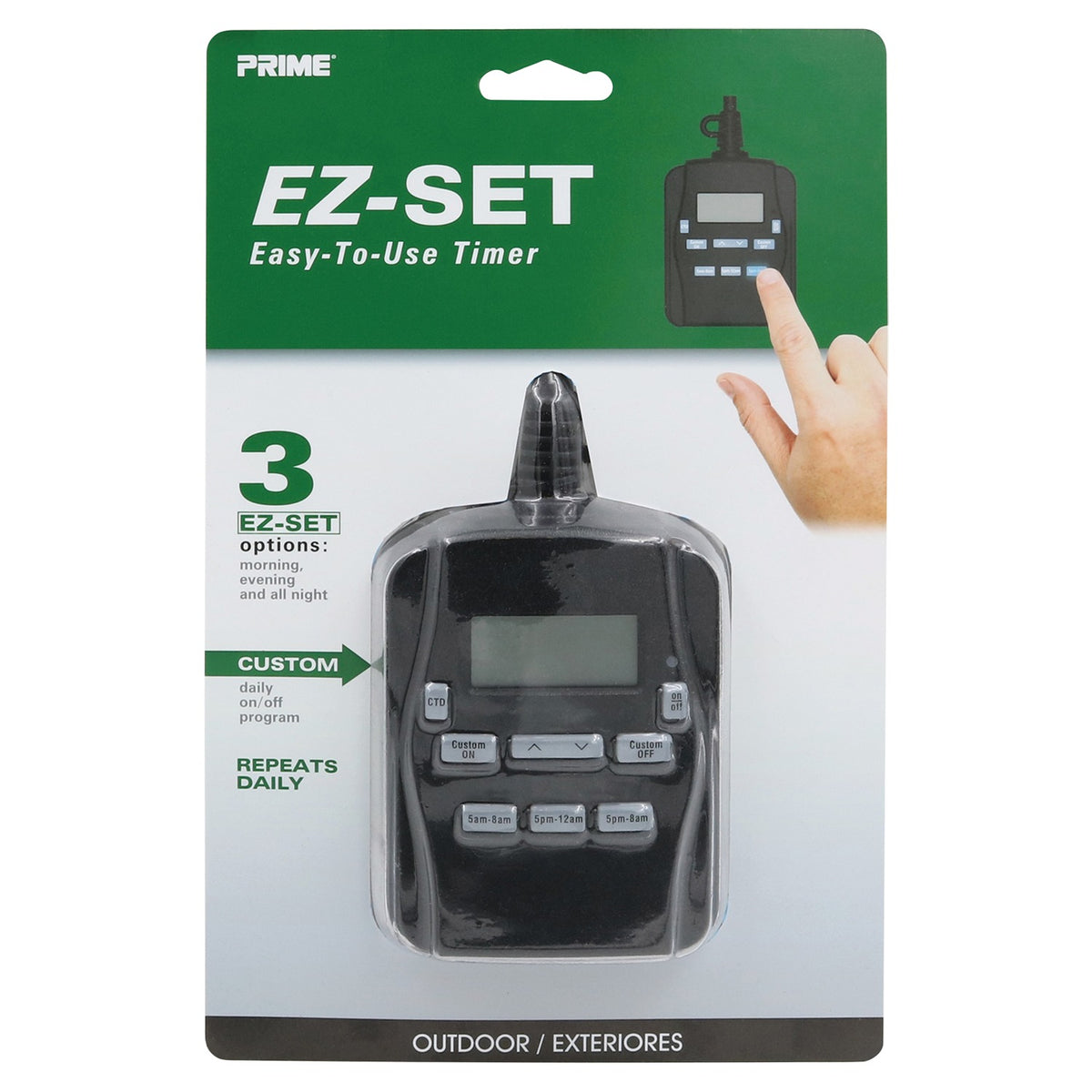 Prime 2-Outlet 24-Hour Digital Outdoor Timer — Black - 3