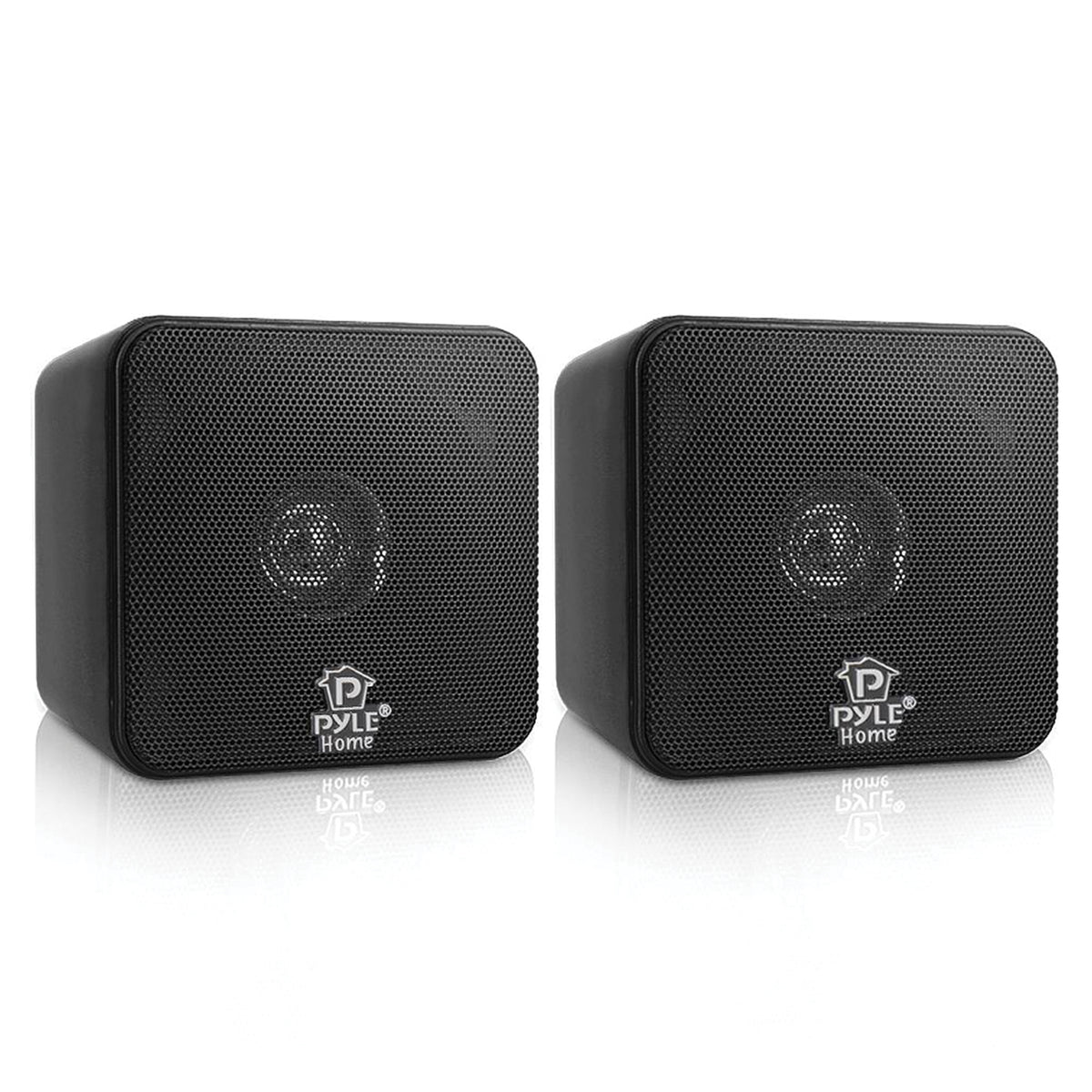 Pyle 200-Watt-Max Wall Mountable Mini-Cube Bookshelf Speaker Set — Black - 7