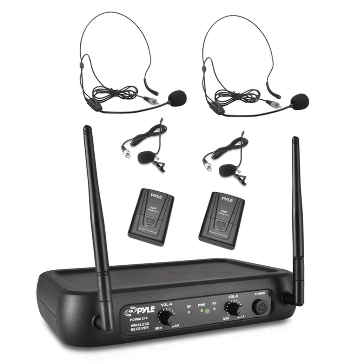 Pyle VHF Fixed-Frequency Wireless Microphone System - 2