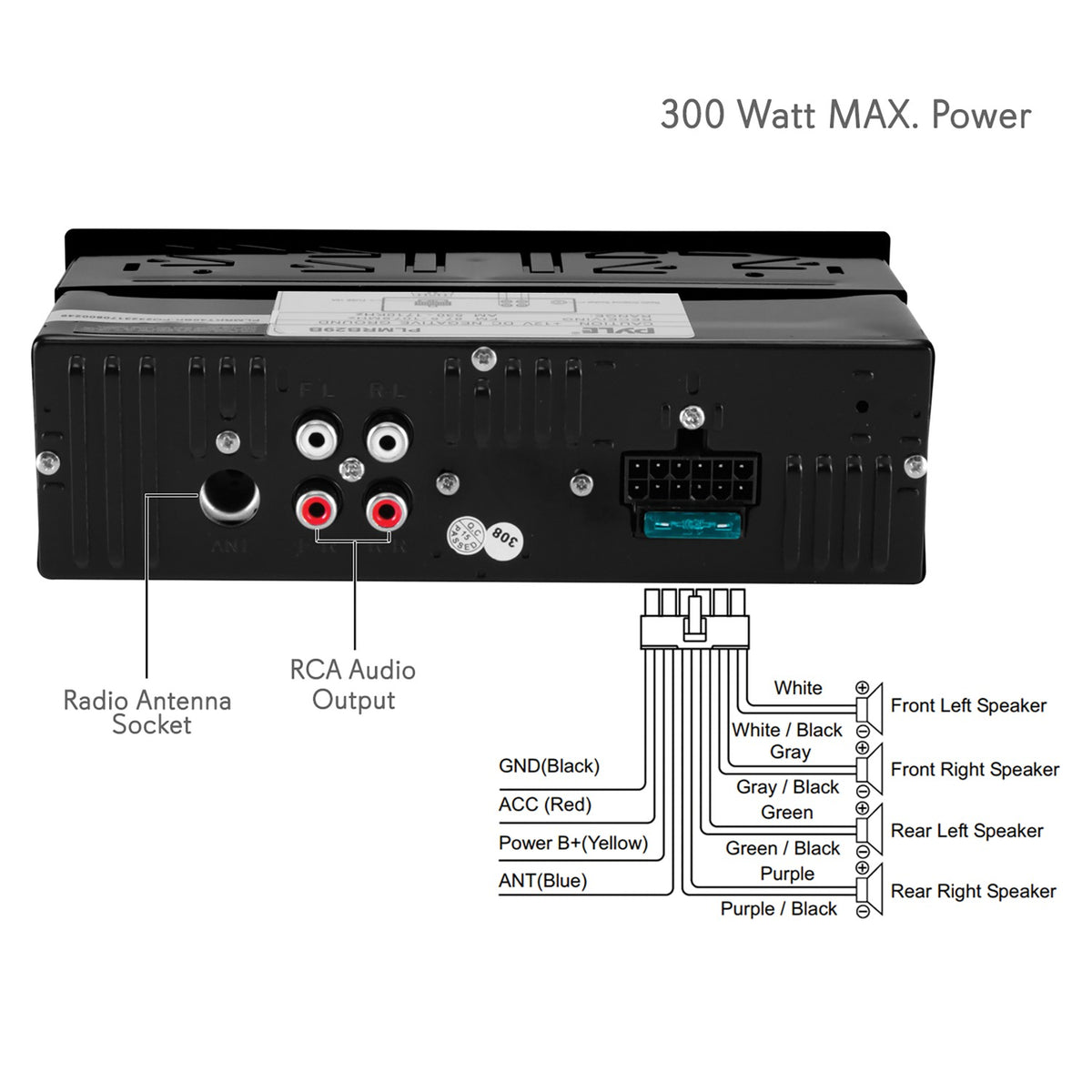Pyle Single-DIN In-Dash Digital Marine Stereo Receiver — Black - 3