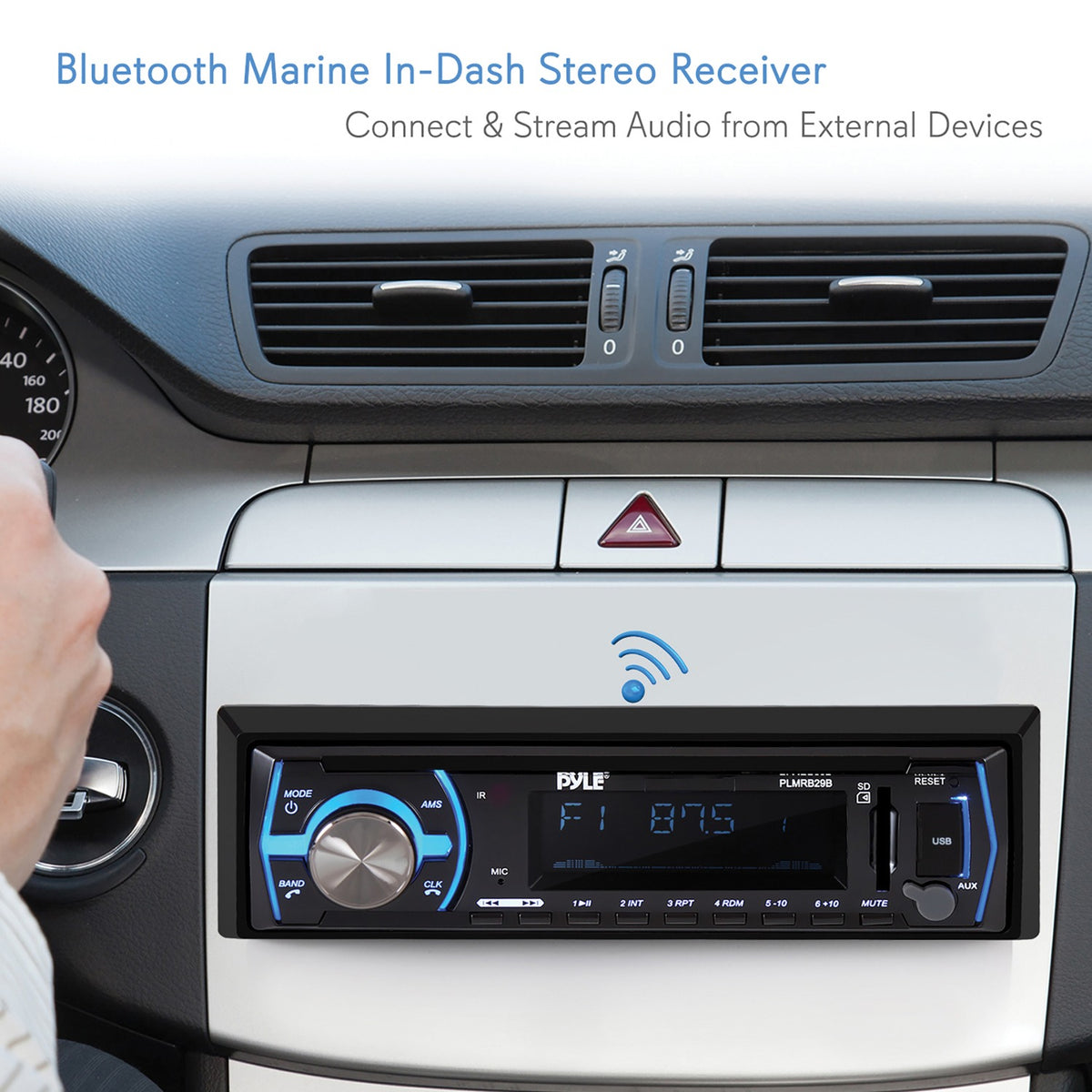 Pyle Single-DIN In-Dash Digital Marine Stereo Receiver — Black - 4