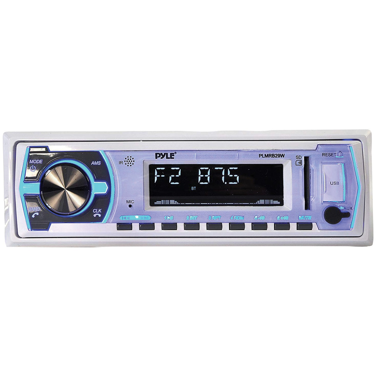 Pyle Single-DIN In-Dash Digital Marine Stereo Receiver — White - 8