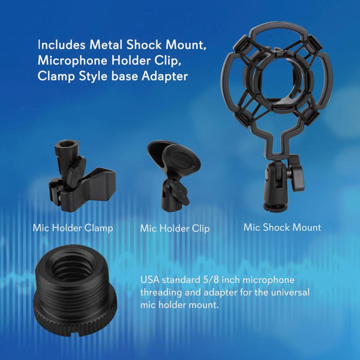 Pyle Universal Table Clamp Boom Shock Microphone Mount - 3