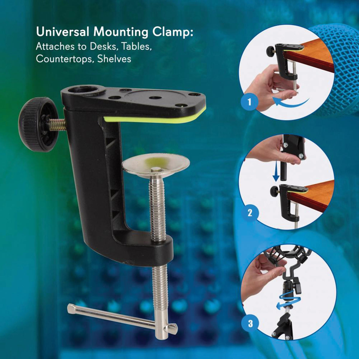 Pyle Universal Table Clamp Boom Shock Microphone Mount - 4