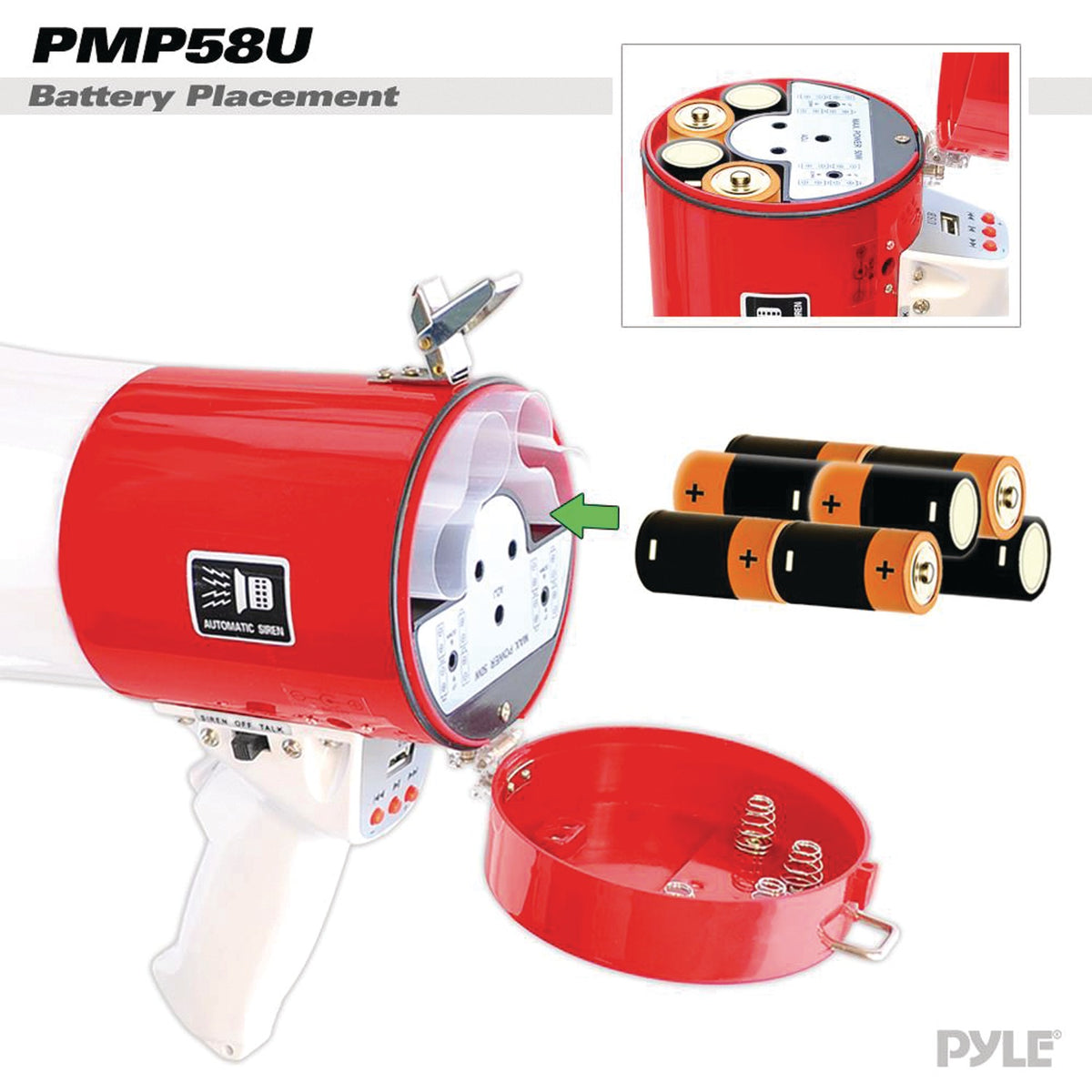 Pyle Professional Piezo Dynamic 50-Watt Megaphone with USB - 5