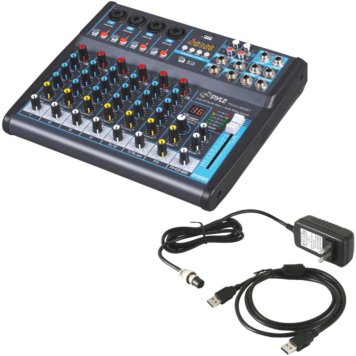 Pyle 8-Channel Bluetooth Pro Audio DJ Sound Mixer - 9