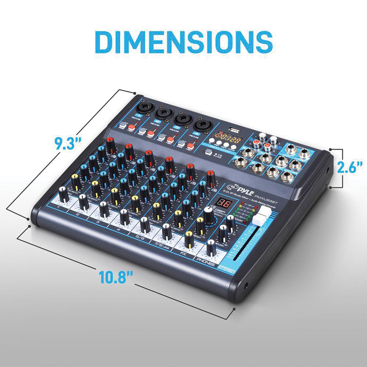 Pyle 8-Channel Bluetooth Pro Audio DJ Sound Mixer - 2