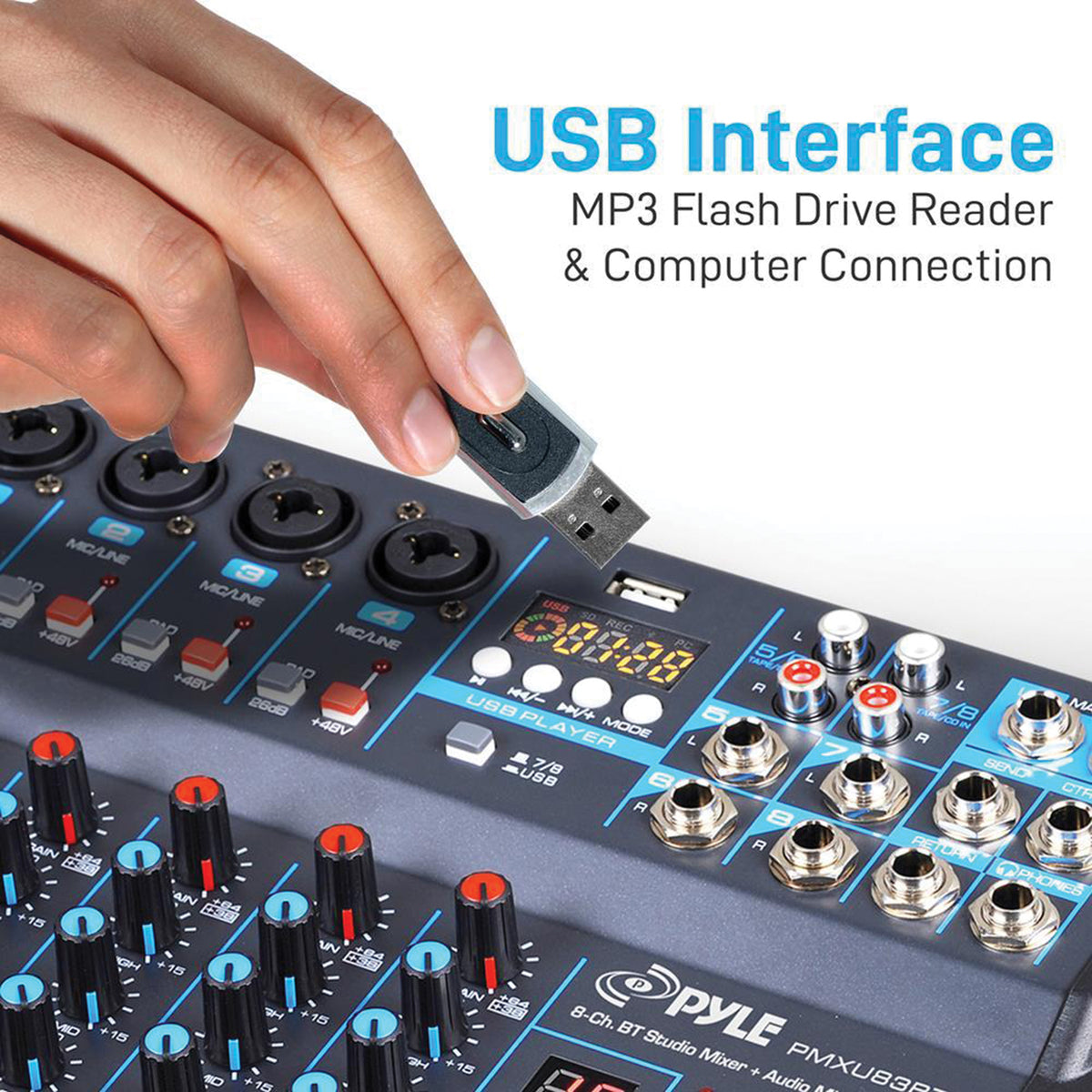 Pyle 8-Channel Bluetooth Pro Audio DJ Sound Mixer - 4