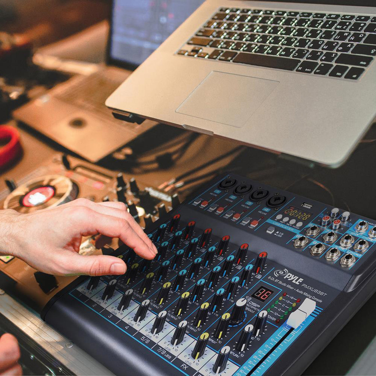 Pyle 8-Channel Bluetooth Pro Audio DJ Sound Mixer - 7