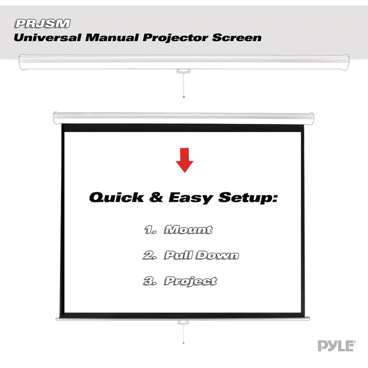 Pyle Universal Pull-down Manual Projection Screen (72 In.) - 2