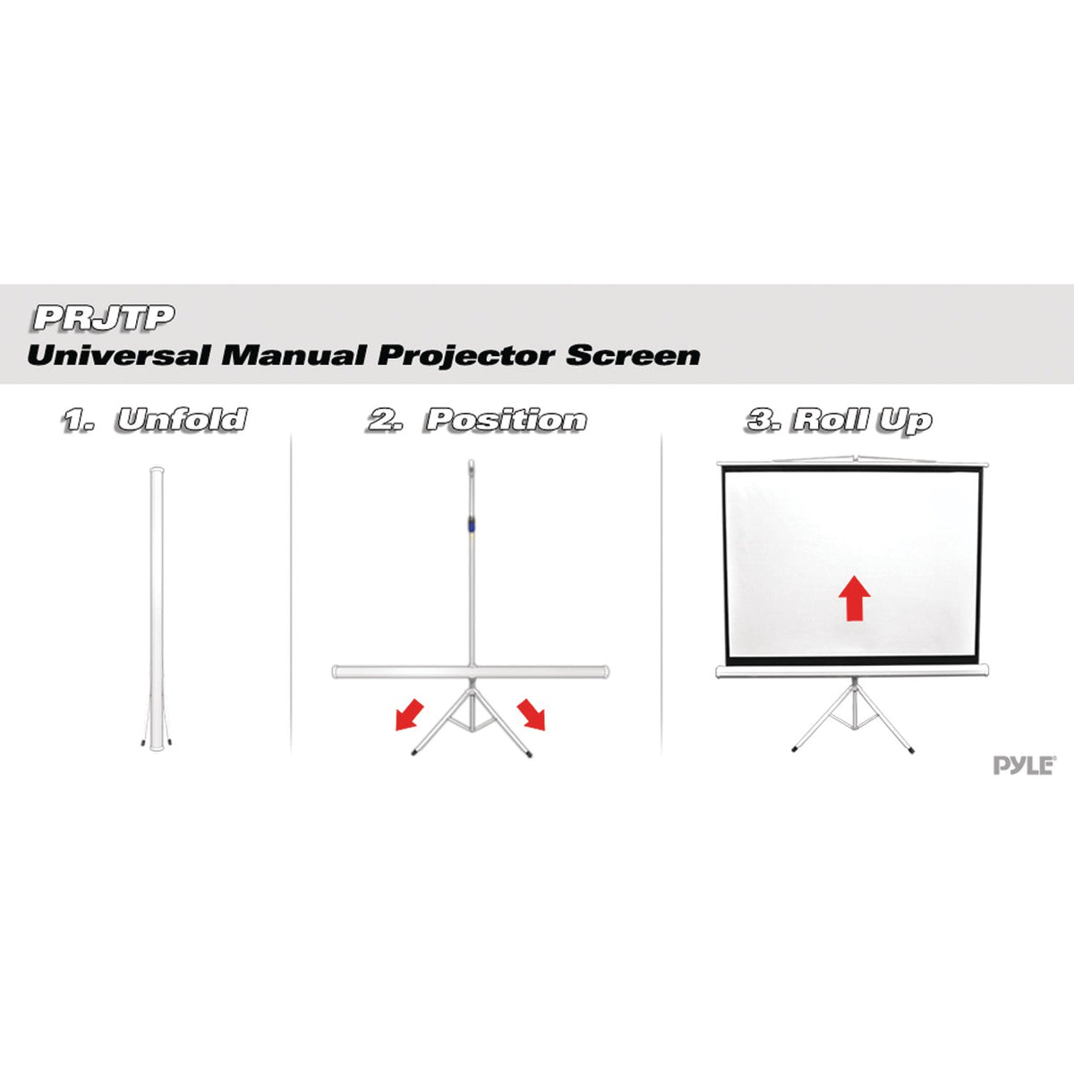 Pyle Floor-Standing Portable Tripod Manual Projector Screen (84 In.) - 3